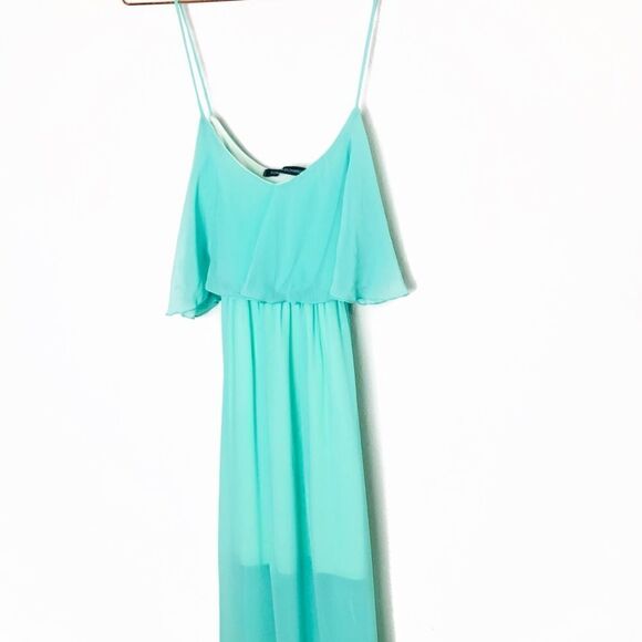 EUC Foreign Exchange Mint Green Chiffon Maxi Dress Small - Picture 1 of 7